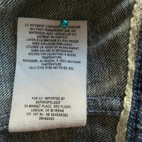 Anthropologie Pilcro Jean Jacket Sz XS Blue Vintage Wash Stretch Denim Trucker - Picture 11 of 12